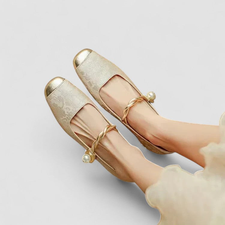 Chrystahh Orthopedic Mary Jane Shoes with Low Block Heel and Elegant Strap