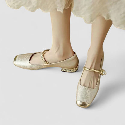 Chrystahh Orthopedic Mary Jane Shoes with Low Block Heel and Elegant Strap