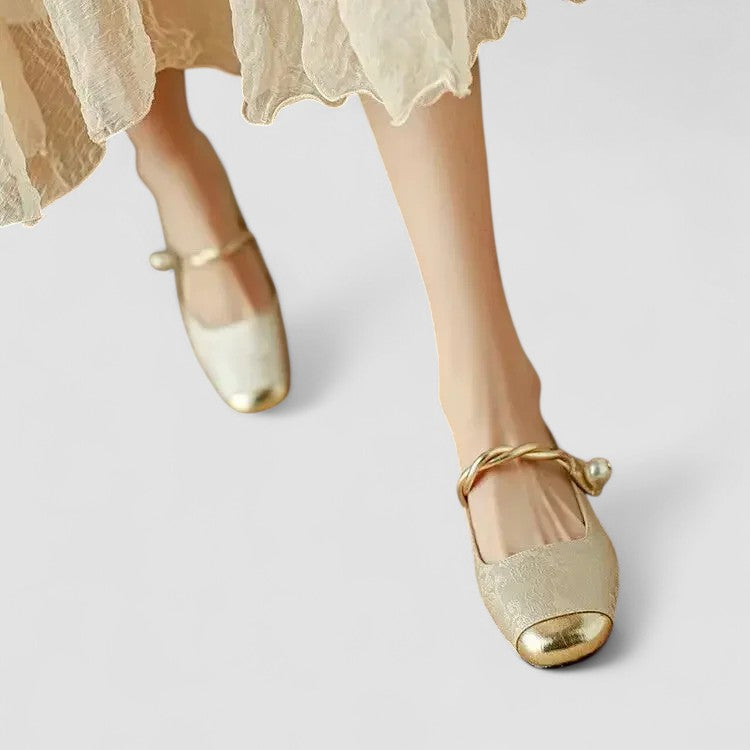 Chrystahh Orthopedic Mary Jane Shoes with Low Block Heel and Elegant Strap