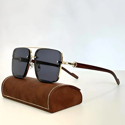 Sunglasses Vintage-Inspired Metal Frame Wooden Temples – Aurelia