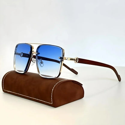 Sunglasses Vintage-Inspired Metal Frame Wooden Temples – Aurelia