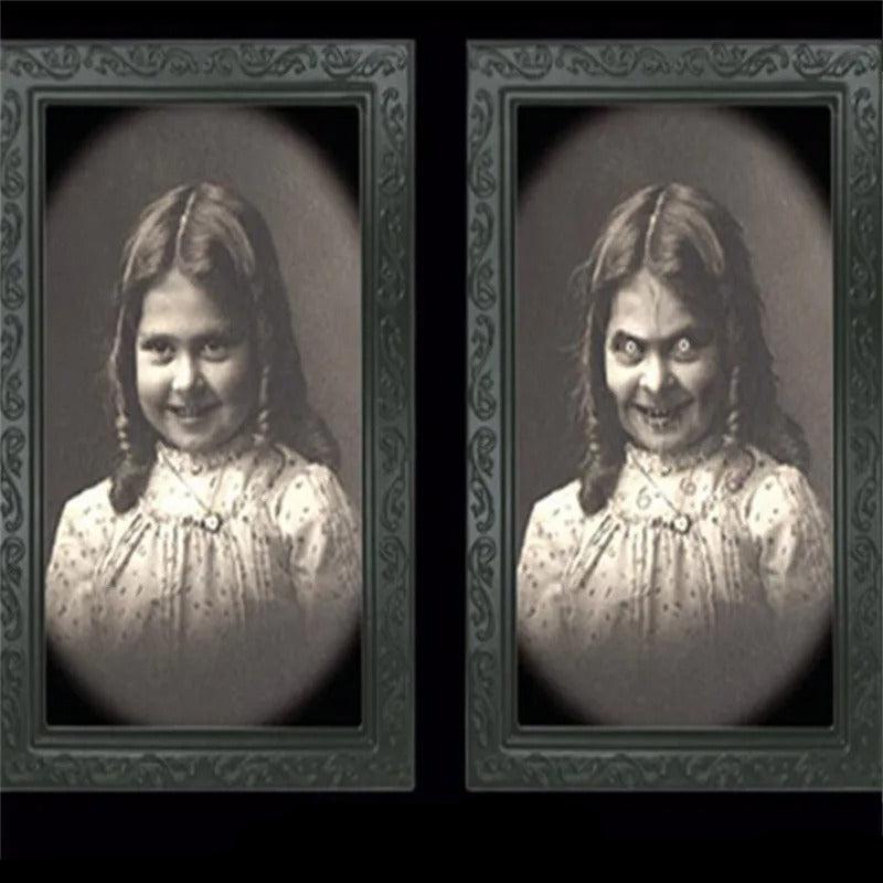 3D Ghost Face Changing Picture Frame Halloween Wall Art for Haunted Home Decor and Party Ambiance