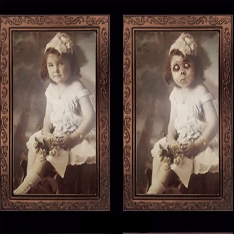 3D Ghost Face Changing Picture Frame Halloween Wall Art for Haunted Home Decor and Party Ambiance