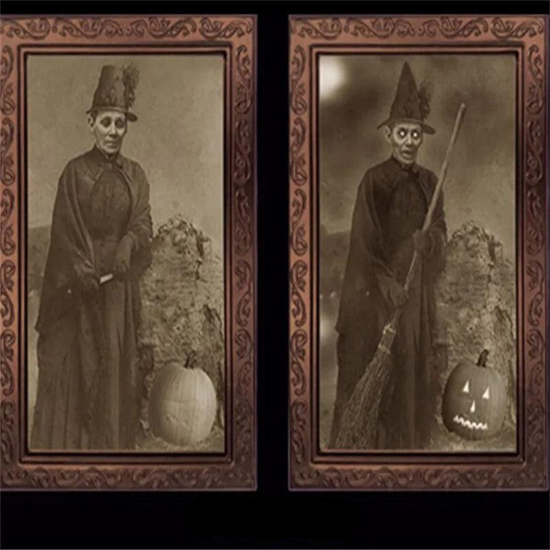 3D Ghost Face Changing Picture Frame Halloween Wall Art for Haunted Home Decor and Party Ambiance