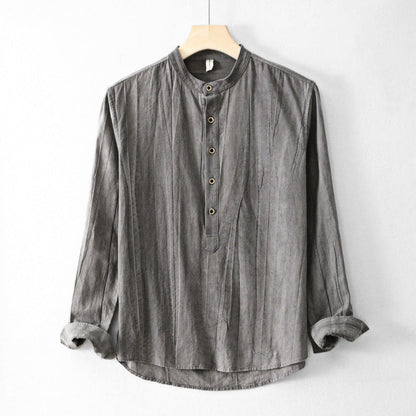 Breathable Lightweight Linen Henley Shirt with Relaxed Fit and Comfort