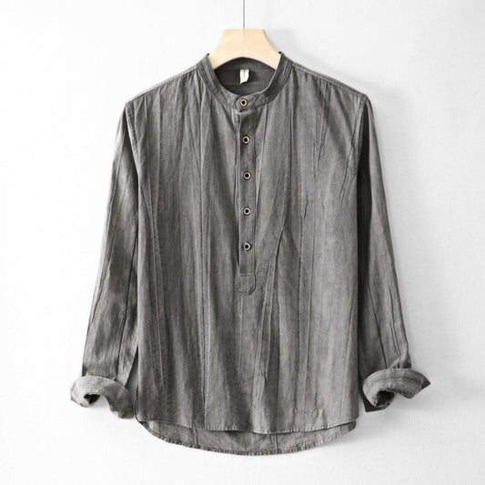 Breathable Lightweight Linen Henley Shirt with Relaxed Fit and Comfort