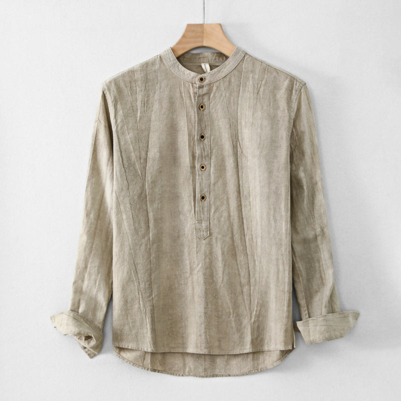 Breathable Lightweight Linen Henley Shirt with Relaxed Fit and Comfort