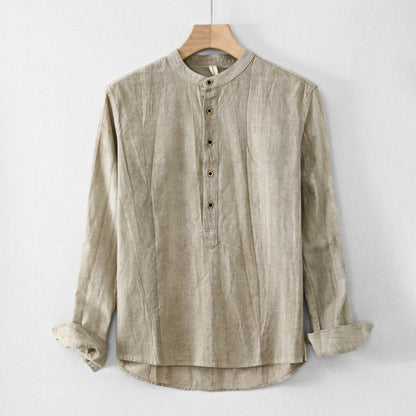 Breathable Lightweight Linen Henley Shirt with Relaxed Fit and Comfort