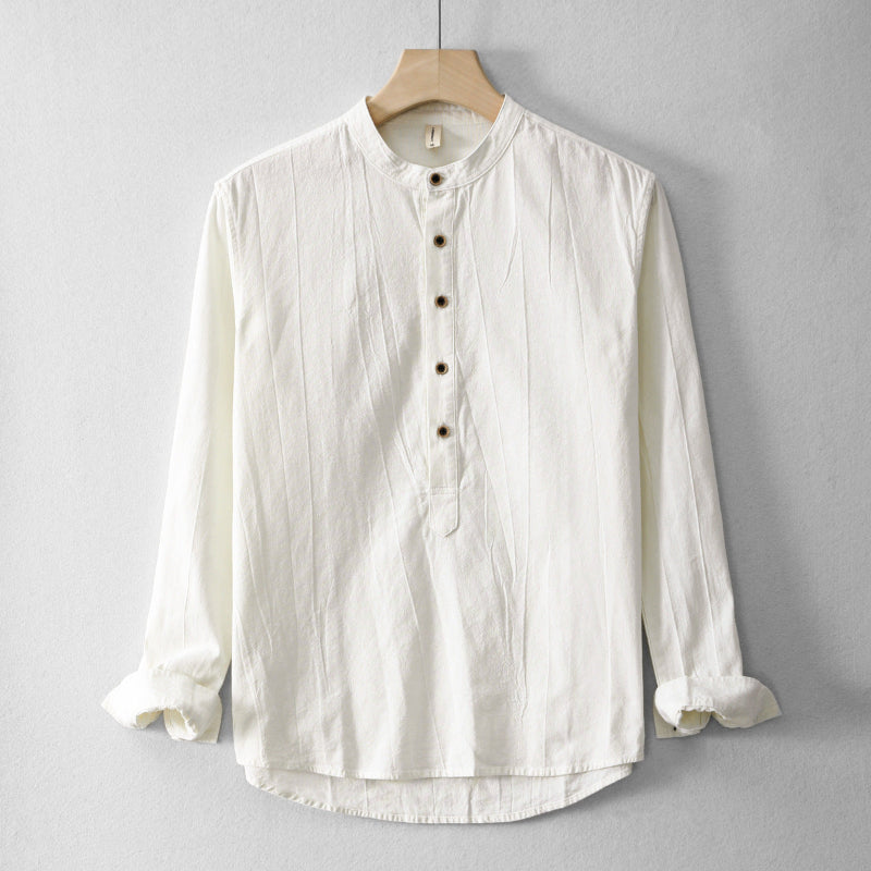 Breathable Lightweight Linen Henley Shirt with Relaxed Fit and Comfort
