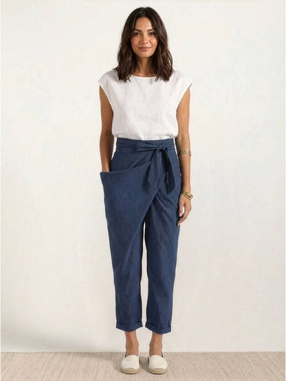 Atlas | Women's High Waist Wrap Front Cropped Tapered Pants
