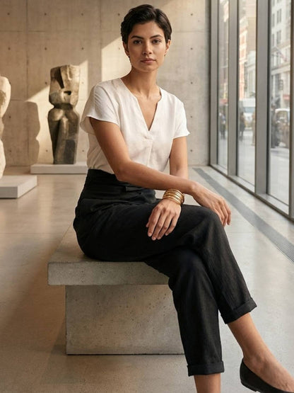 Atlas | Women's High Waist Wrap Front Cropped Tapered Pants