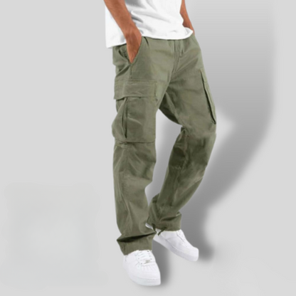 Men's Cotton Twill Cargo Trousers Relaxed Fit Utility Style – Mateo