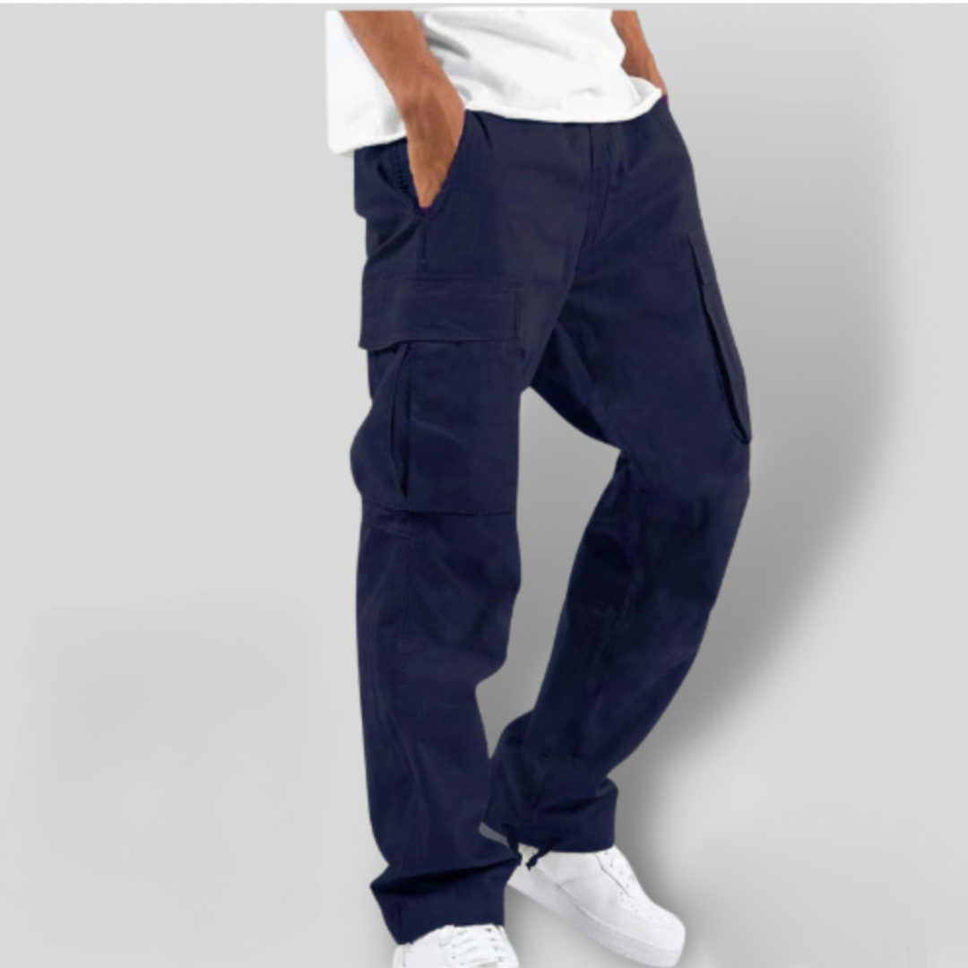 Men's Cotton Twill Cargo Trousers Relaxed Fit Utility Style – Mateo