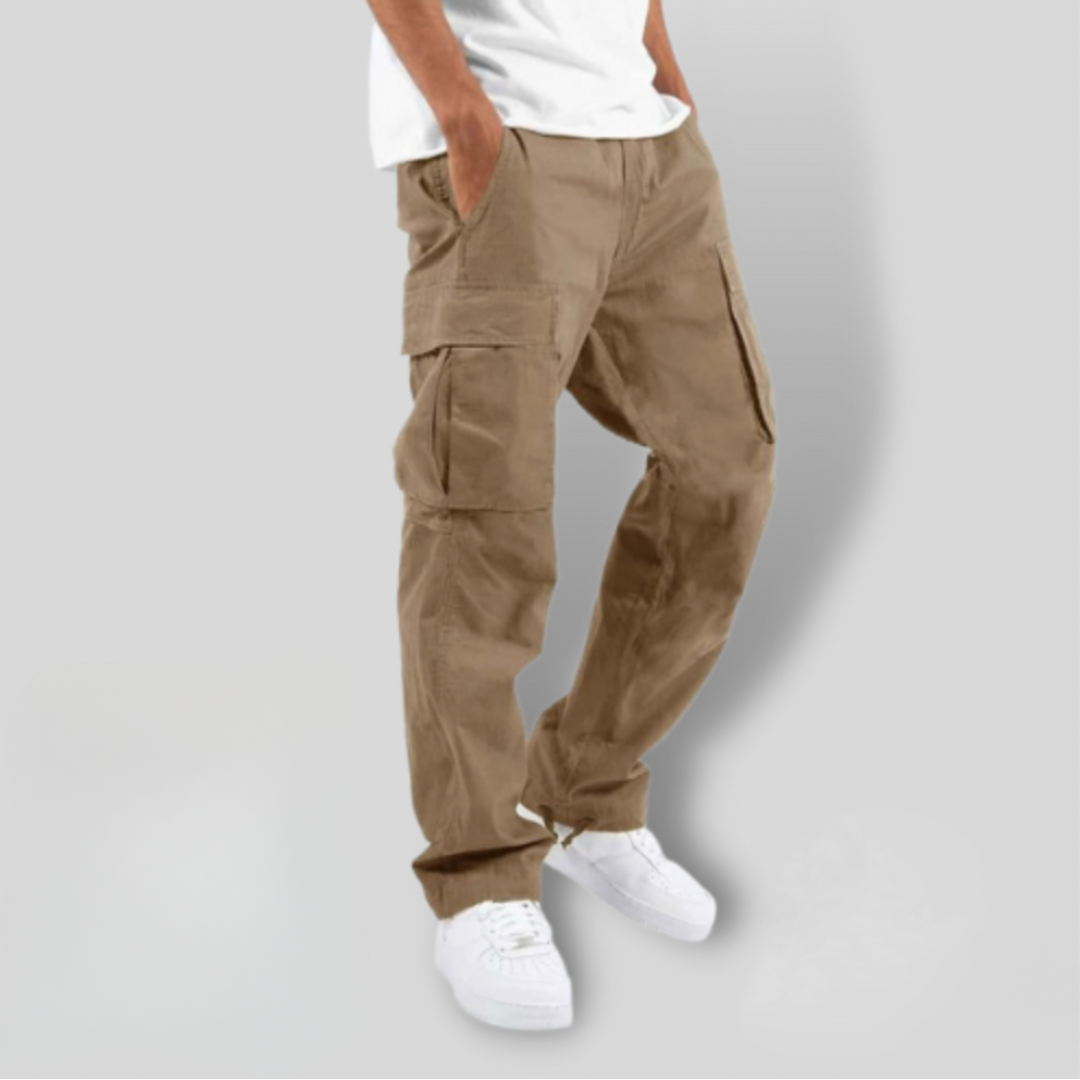 Men's Cotton Twill Cargo Trousers Relaxed Fit Utility Style – Mateo