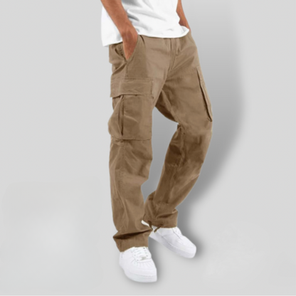 Men's Cotton Twill Cargo Trousers Relaxed Fit Utility Style – Mateo