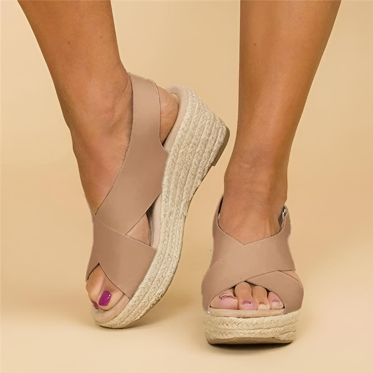 Women's Orthopedic Espadrille Wedge Sandals Canvas Cross Strap – Maribel