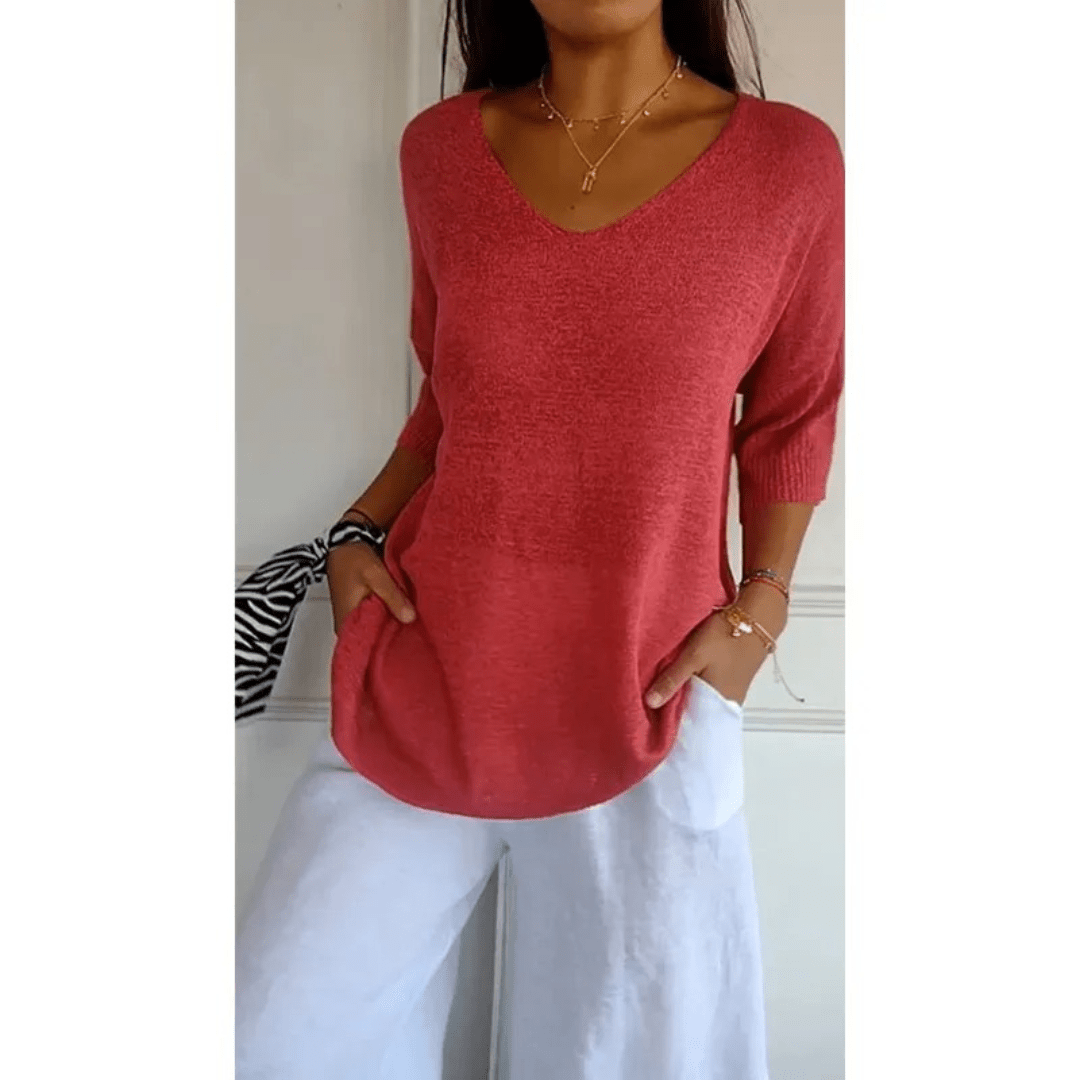 Libby | Women's V-Neck Relaxed Fit Tunic Top