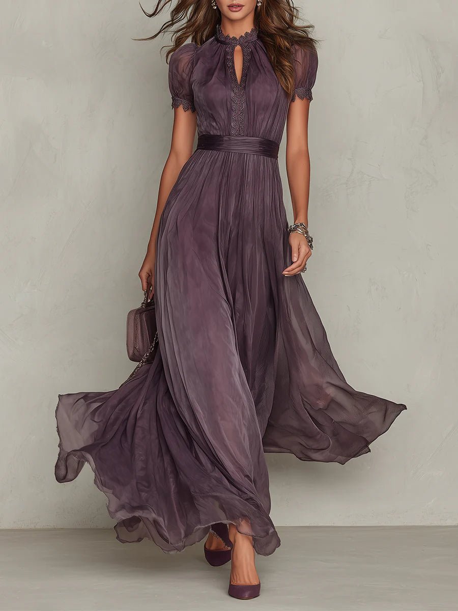 Scarlett | Maxi Dress Short Sleeve Keyhole Neckline Puff Sleeve
