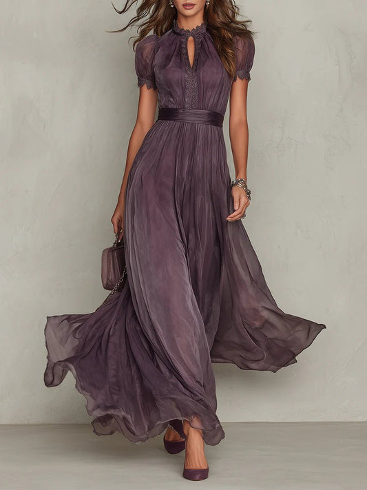Scarlett | Maxi Dress Short Sleeve Keyhole Neckline Puff Sleeve