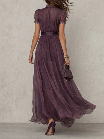 Scarlett | Maxi Dress Short Sleeve Keyhole Neckline Puff Sleeve