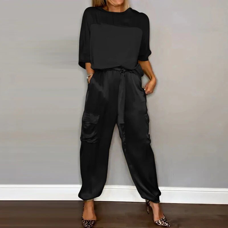 Charlotte | Ensemble deux pièces grande taille avec pantalon cargo à cordon de serrage utilitaire
