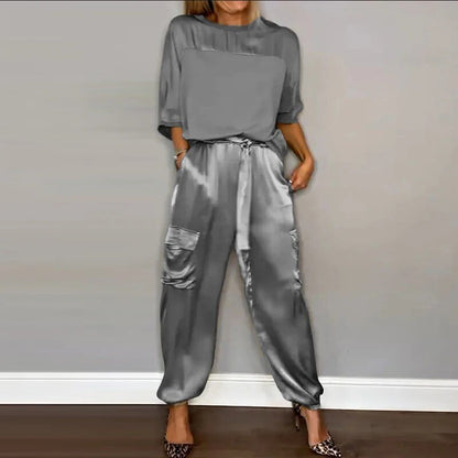 Charlotte | Ensemble deux pièces grande taille avec pantalon cargo à cordon de serrage utilitaire