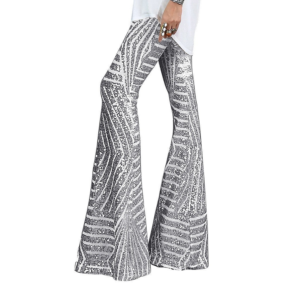 Women's Sequin Flare Pants High Rise Evening Wear – Celeste