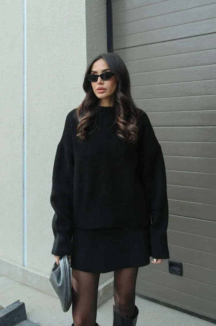 NEVA 2-Piece Oversized Sweater and Skirt Set for Women – Comfortable Stylish Outfit