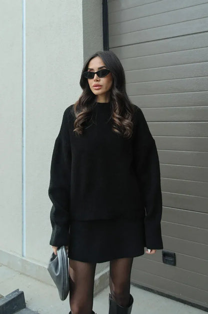NEVA 2-Piece Oversized Sweater and Skirt Set for Women – Comfortable Stylish Outfit