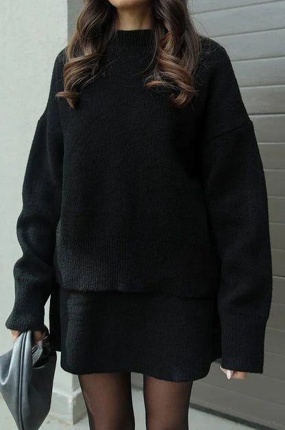 NEVA 2-Piece Oversized Sweater and Skirt Set for Women – Comfortable Stylish Outfit
