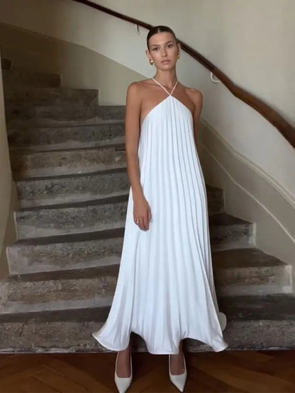 Tiffany | Women's Sleeveless Pleated Maxi Dress