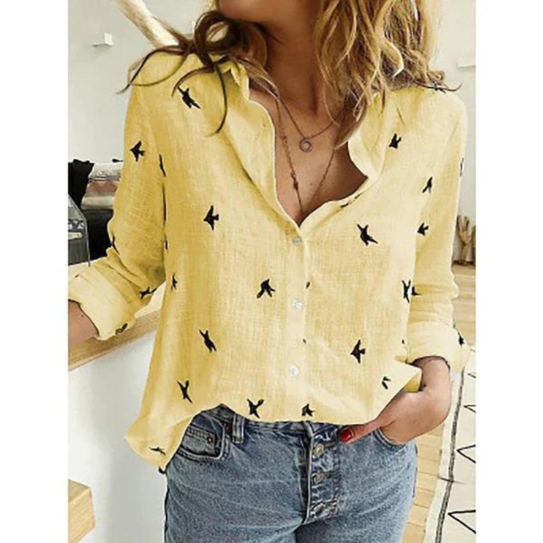 Women's Bird Print Relaxed Fit Shirt