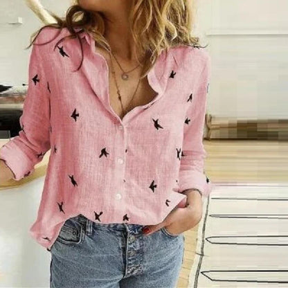 Women's Bird Print Relaxed Fit Shirt
