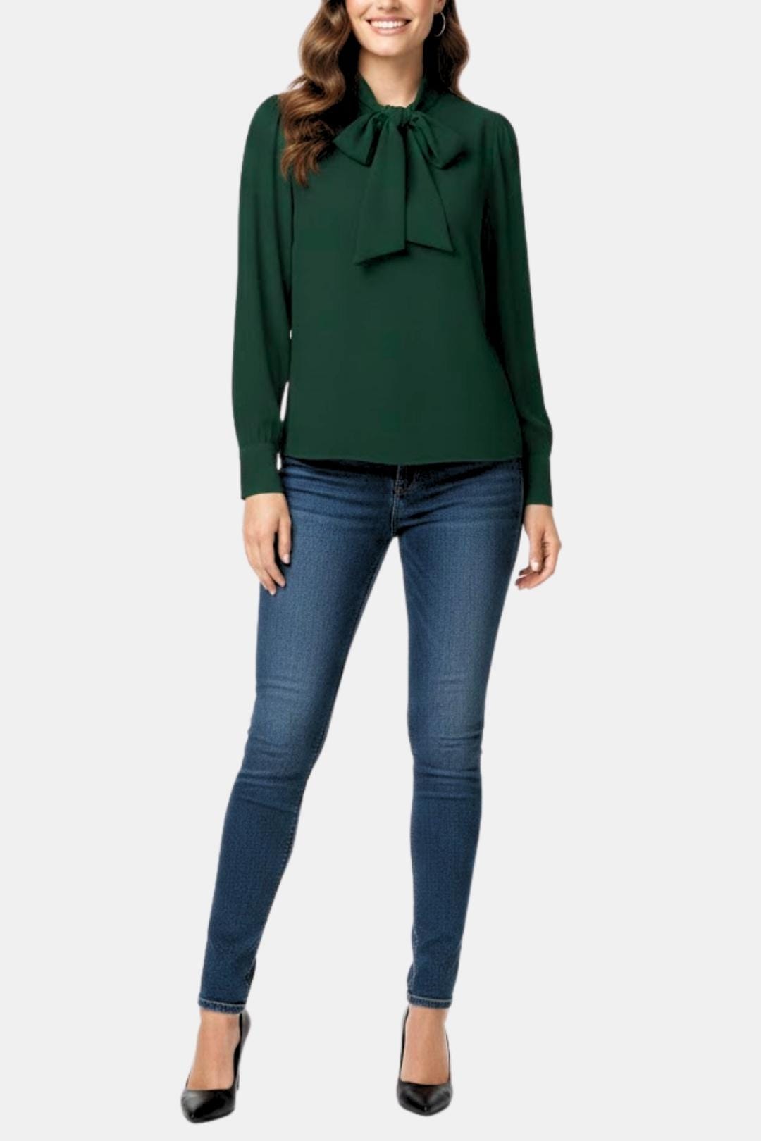 Women's Bow Collared Long Sleeve Blouse