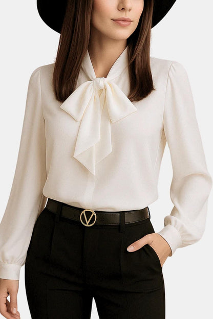 Women's Bow Collared Long Sleeve Blouse