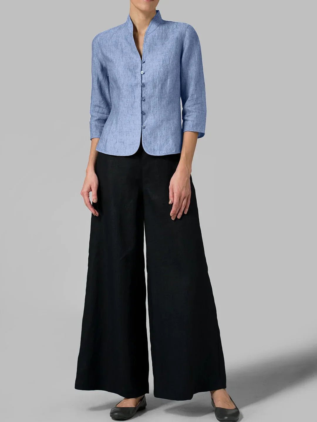 Women's Button-Down Mandarin Collar Blouse