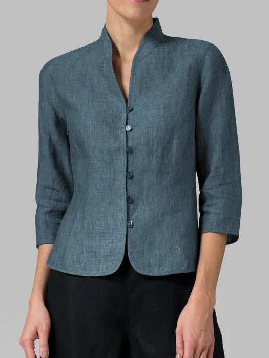 Women's Button-Down Mandarin Collar Blouse
