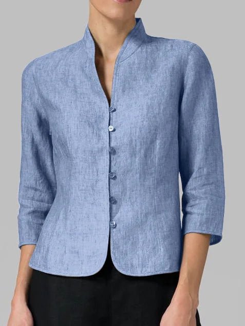 Women's Button-Down Mandarin Collar Blouse