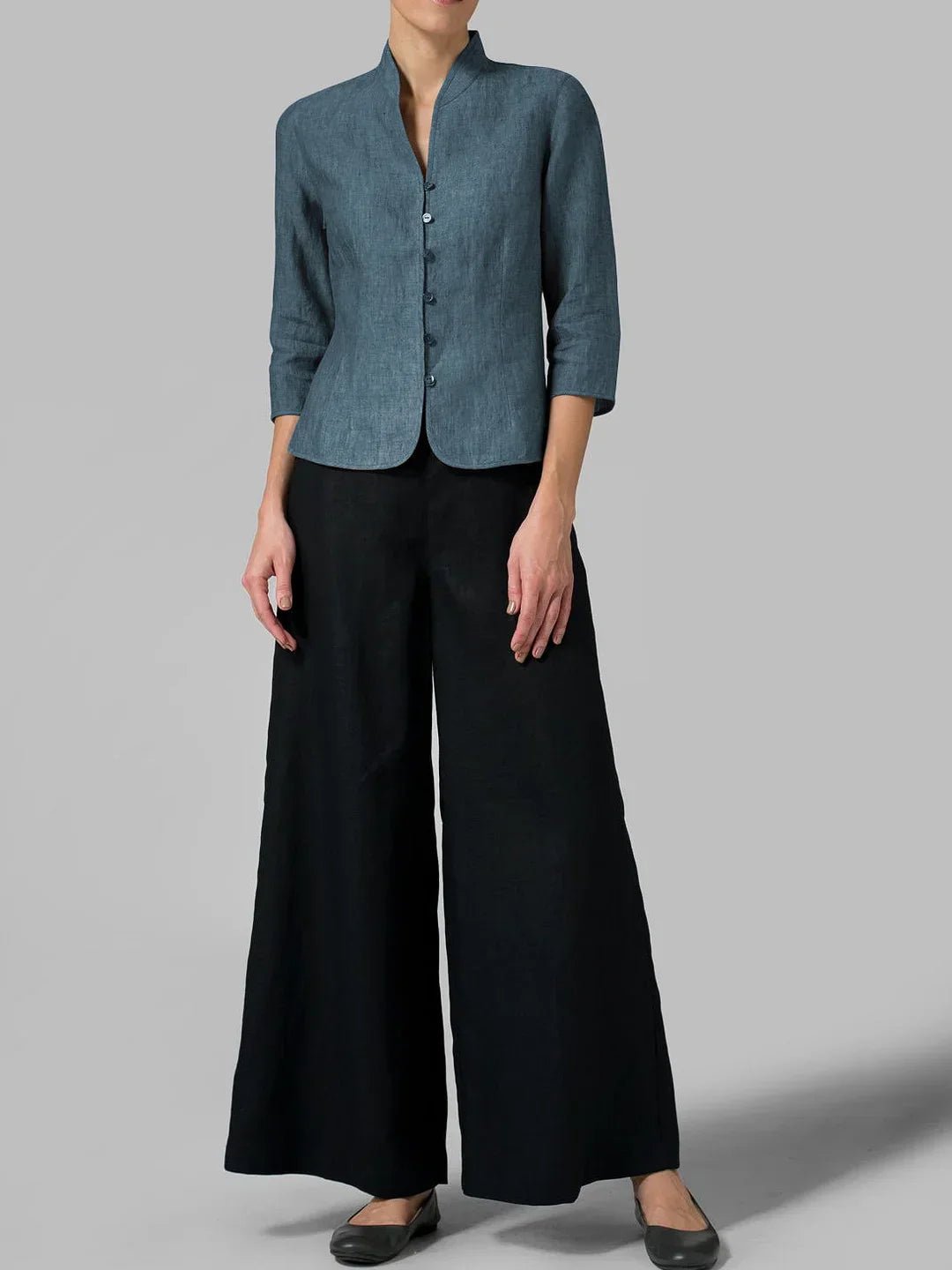 Women's Button-Down Mandarin Collar Blouse