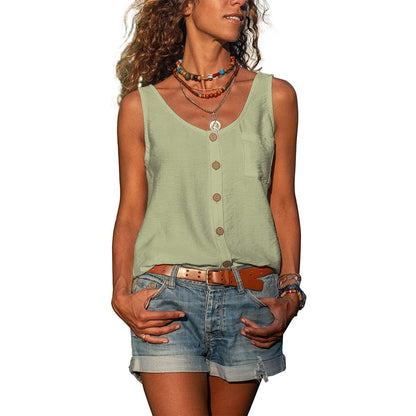 Women's Button-Down Sleeveless Top