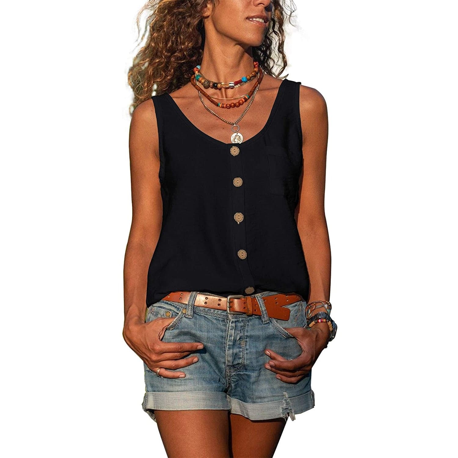 Women's Button-Down Sleeveless Top