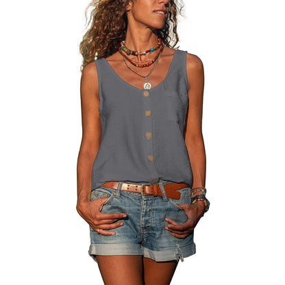 Women's Button-Down Sleeveless Top