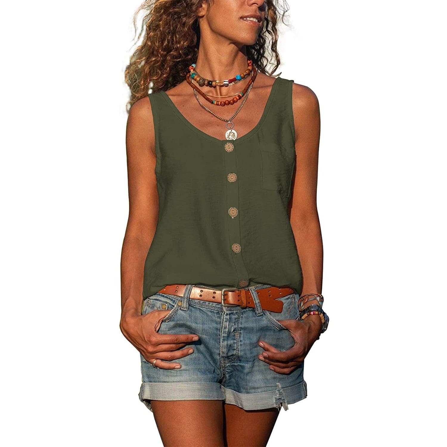 Women's Button-Down Sleeveless Top