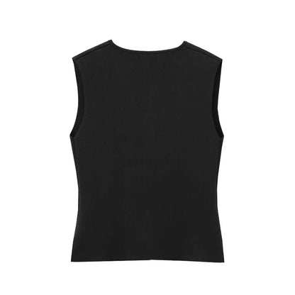 Women's Button-Front V-Neck Sleeveless Top