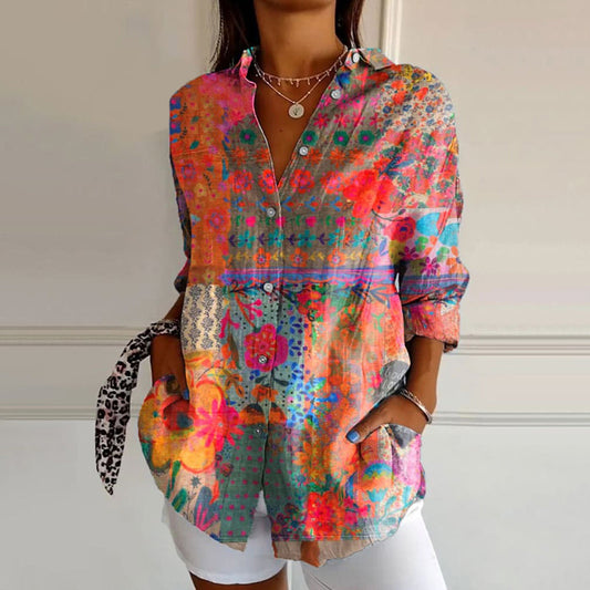 Women's Floral Button-Down Blouse