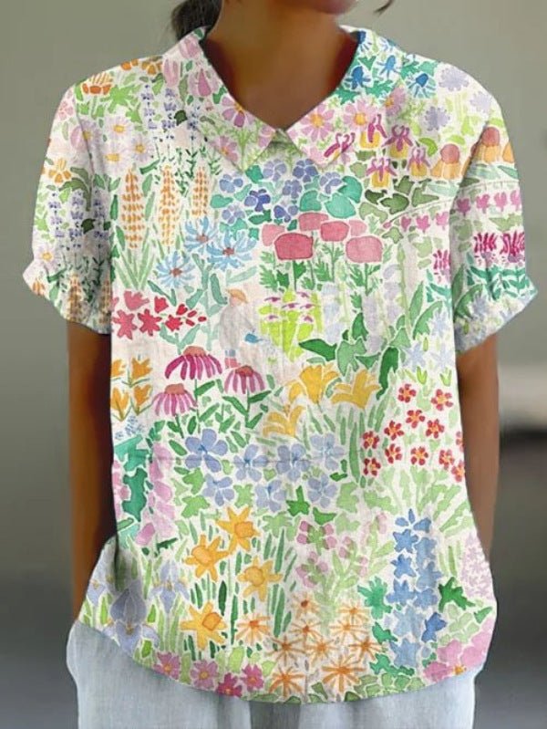Women's Floral Print Collared Blouse