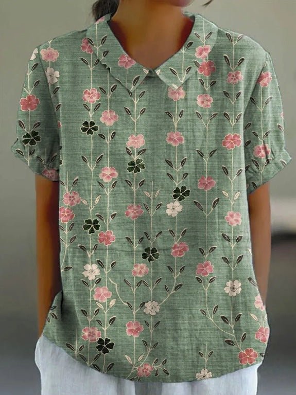 Women's Floral Print Collared Blouse