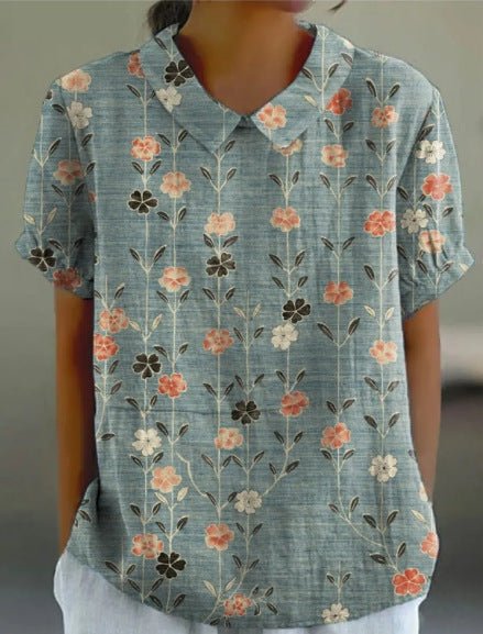 Women's Floral Print Collared Blouse