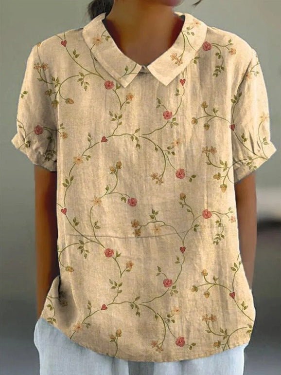 Women's Floral Print Collared Blouse