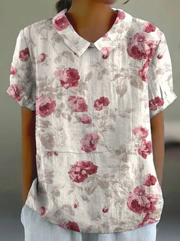 Women's Floral Print Collared Blouse